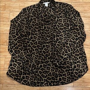 H&M Leopard Print Button Down Shirt - Black and Brown